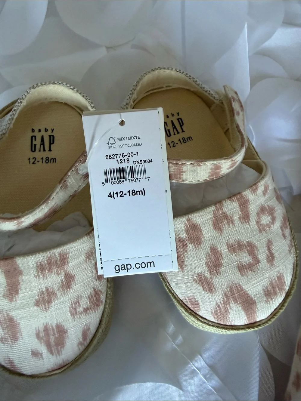 GAP Baby Shoes in Cream and Light Pink Leopard Print